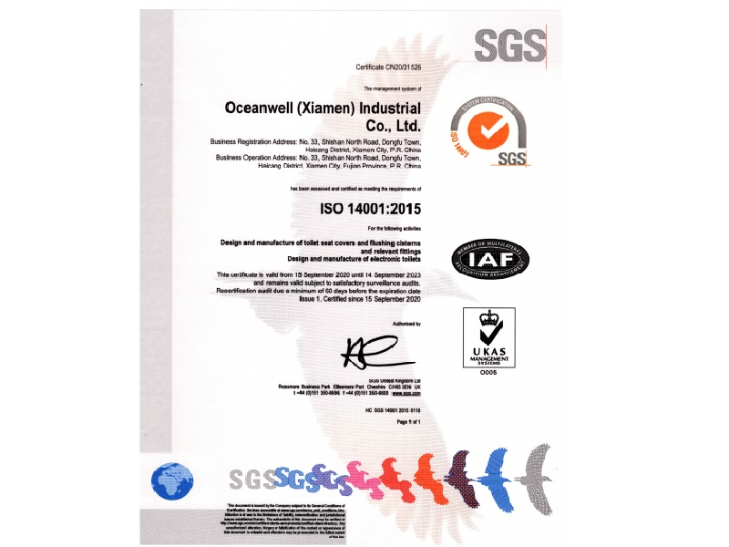  Oceanwell osiąga ISO  14000 certyfikacja środowiskowa